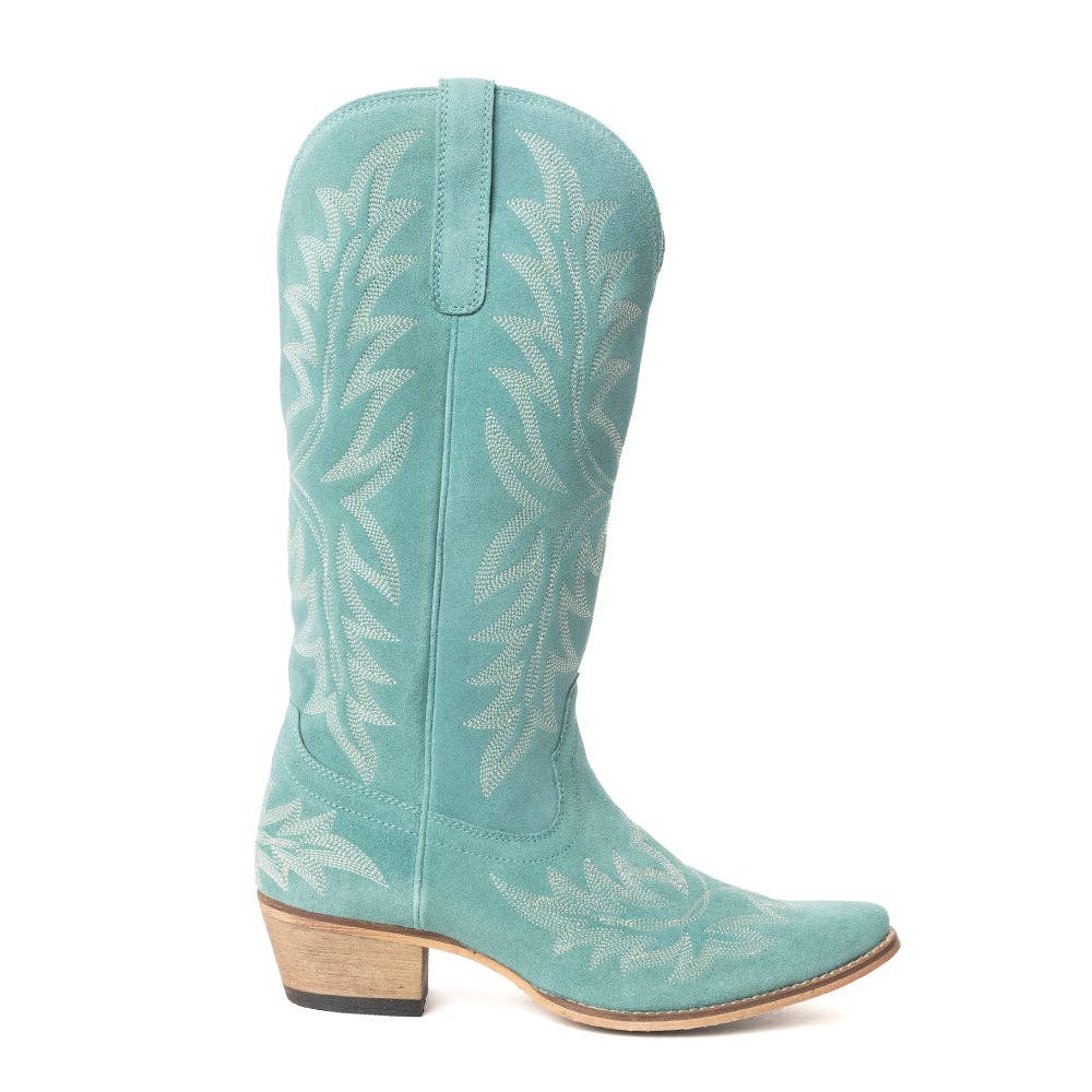 Women's Midnight Trail Embroidered Leather Boots in Shadow Green