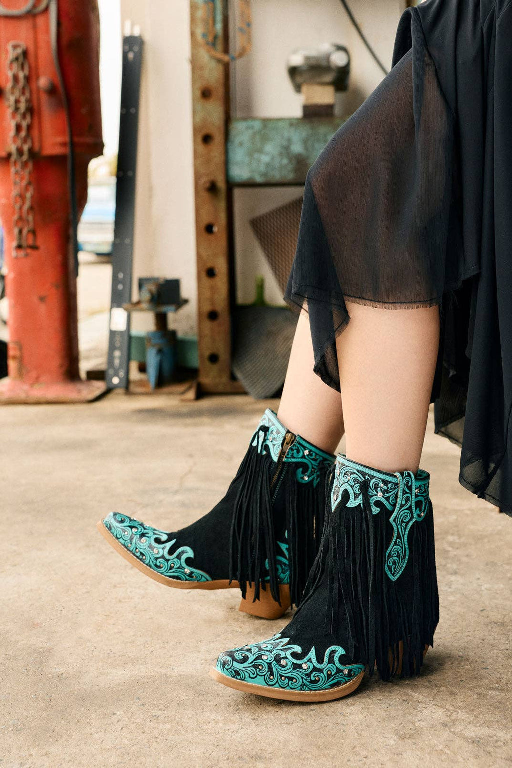Women's Nashville Nights in Twilight, Handtooled Genuine Leather with Swarovski Stones
