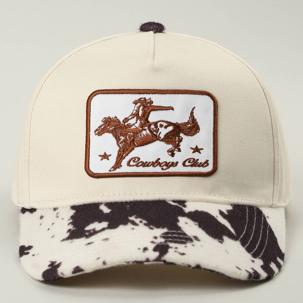 Cowboy Club Embroidered Patch Animal Print Trucker Hat