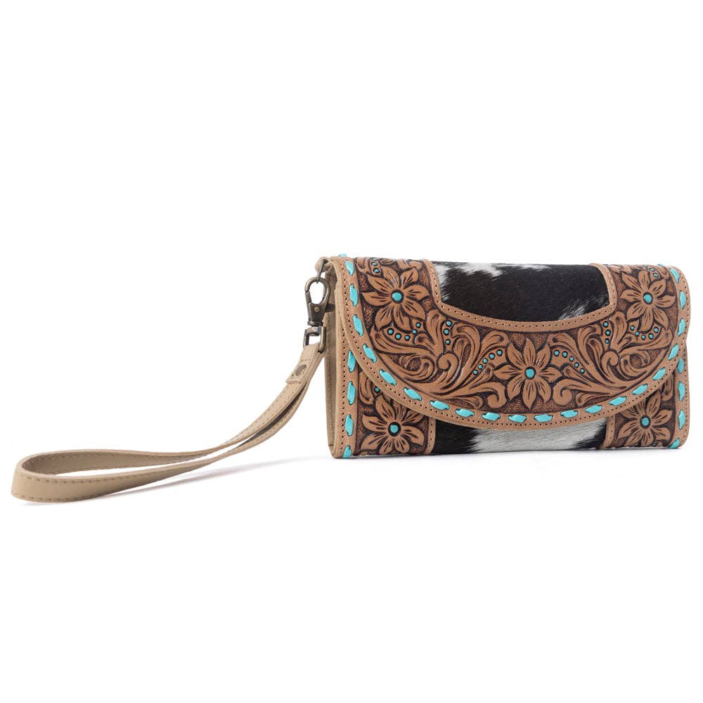 Stoneflower Cowhide Leather Women's Wallet in Onyx Pearl
