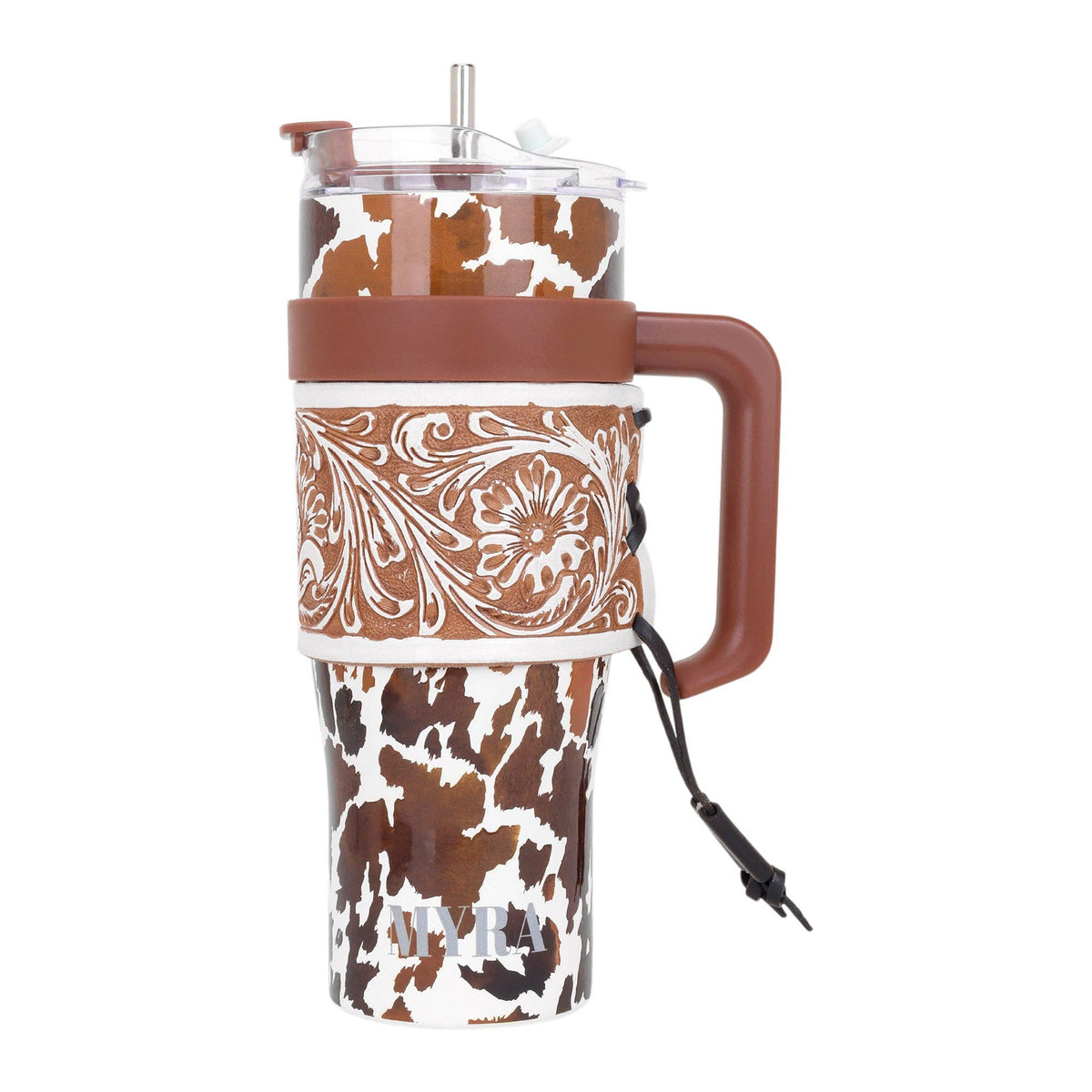 Western Wyoming Cowboy Tumbler In Brown and White