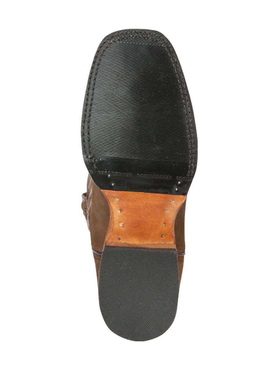 El General Men’s Leather Cowboy Boots - Nubuck Camel