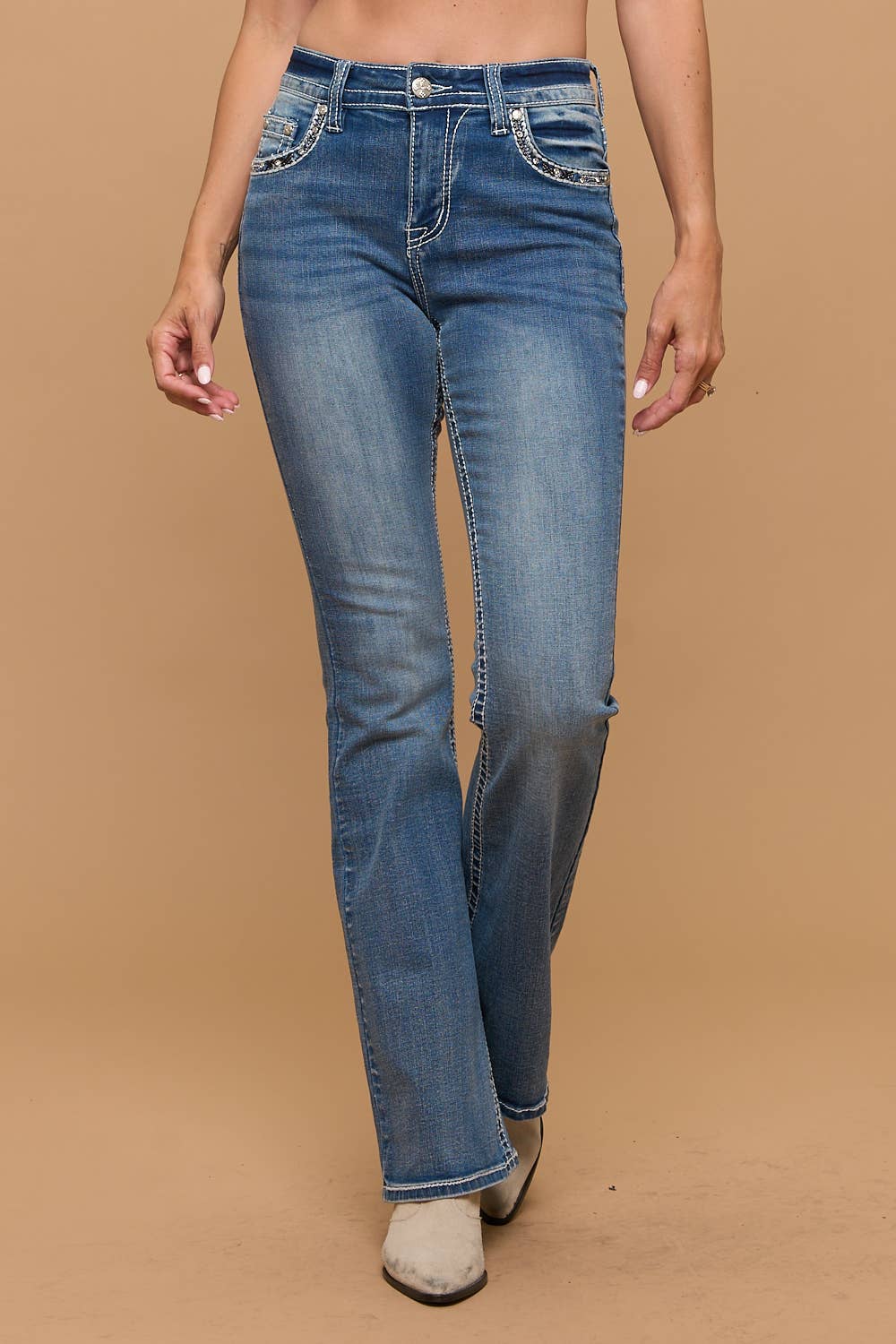 Women's Bootcut Cowboy Hat Bling Jeans