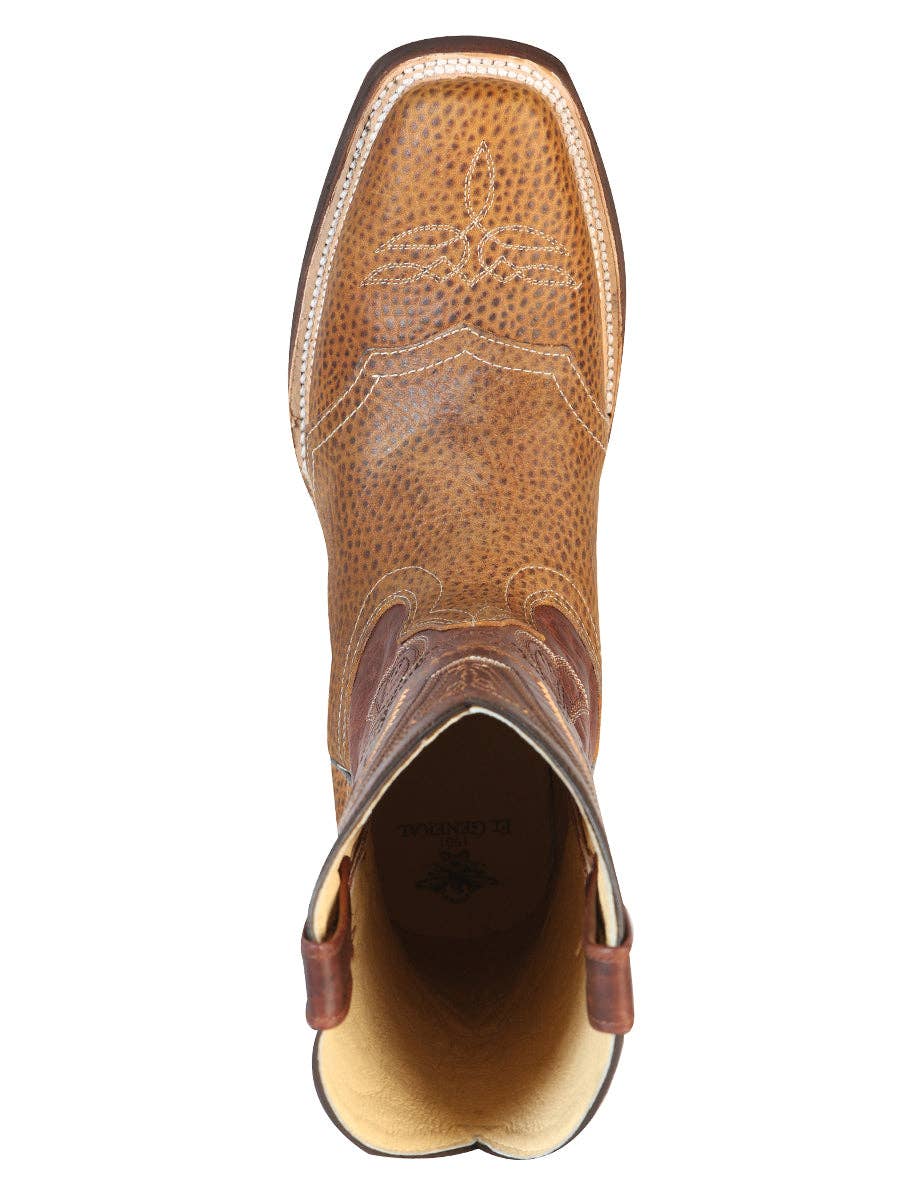 El General Men's Leather Cowboy Boot - Crazy Honey