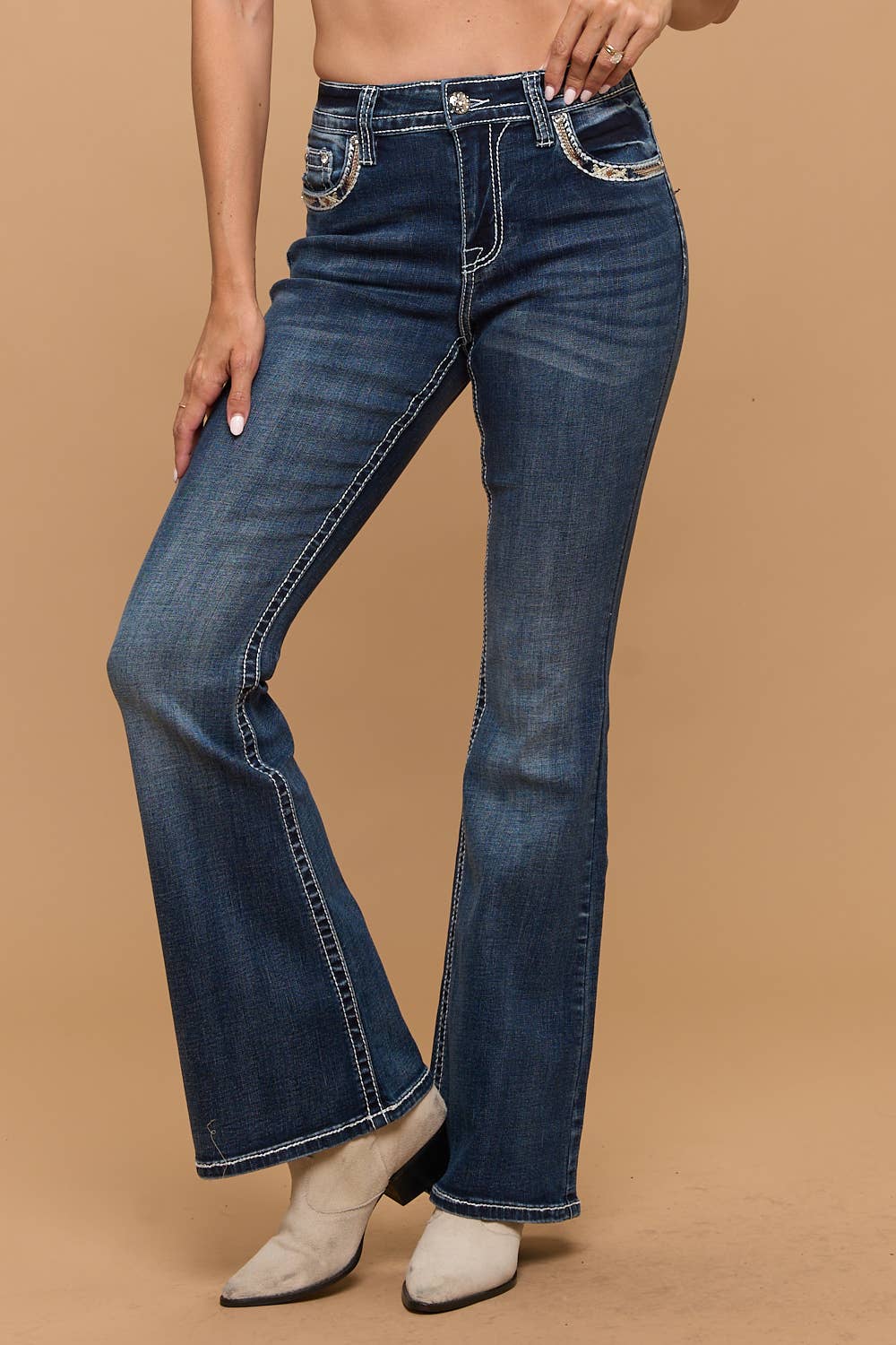 Women's Bootcut Horseshoe/Cactus Bling Jeans