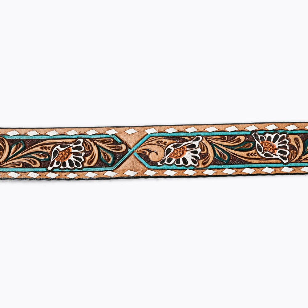 Genuine American Handtooled Leather Floral Belt For Men and Women