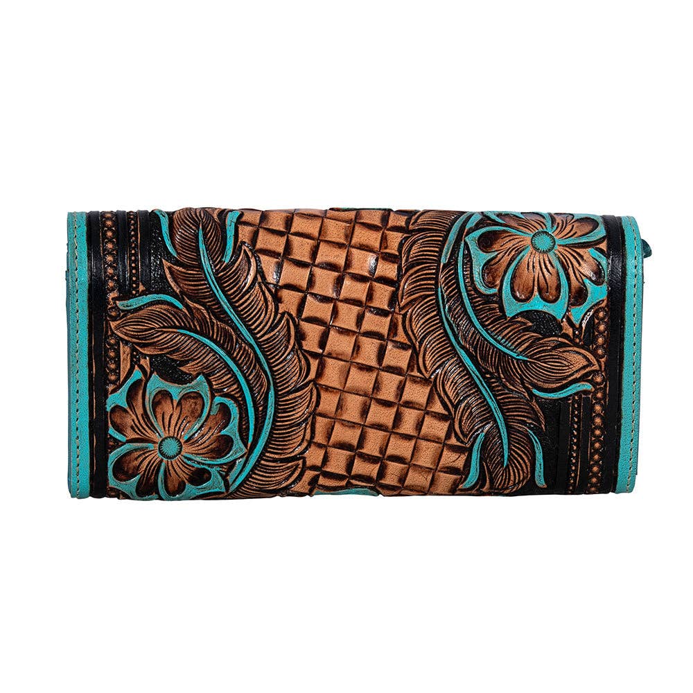Handtooled Flower Crest Ridge Wallet