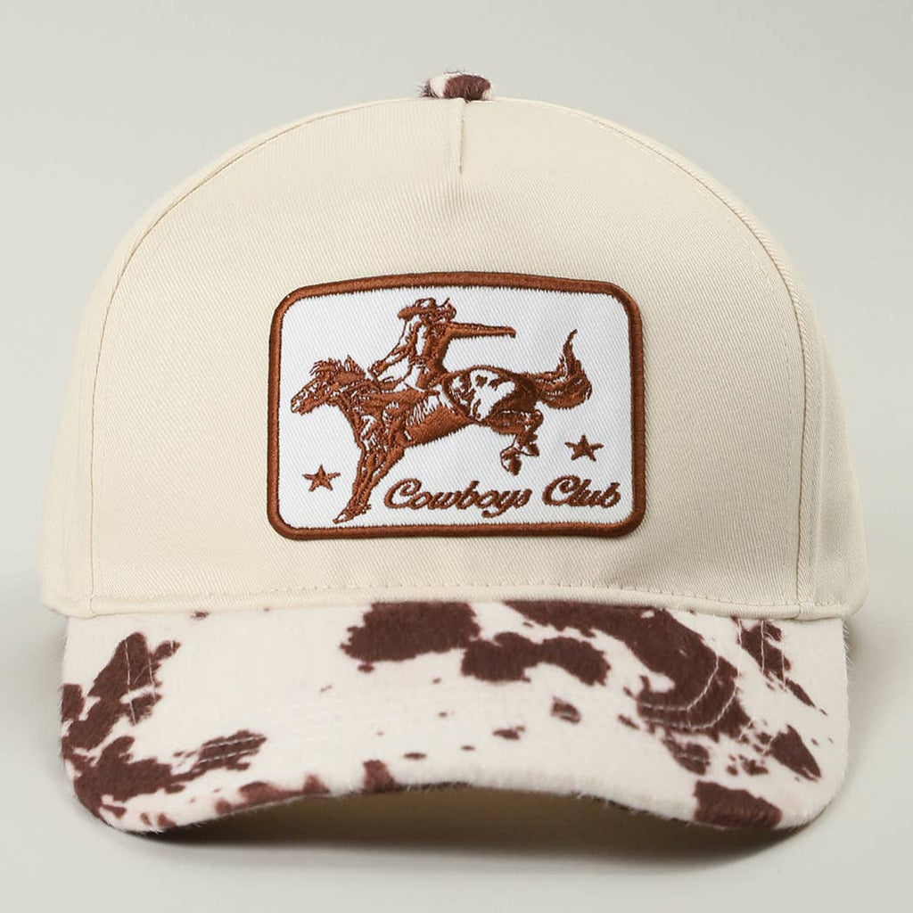 Cowboy Club Embroidered Patch Animal Print Trucker Hat