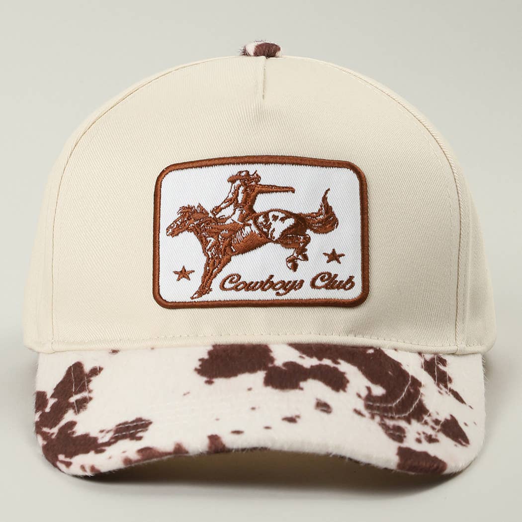 Cowboy Club Embroidered Patch Animal Print Trucker Hat