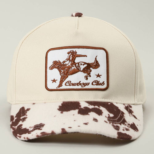 Cowboy Club Embroidered Patch Animal Print Trucker Hat