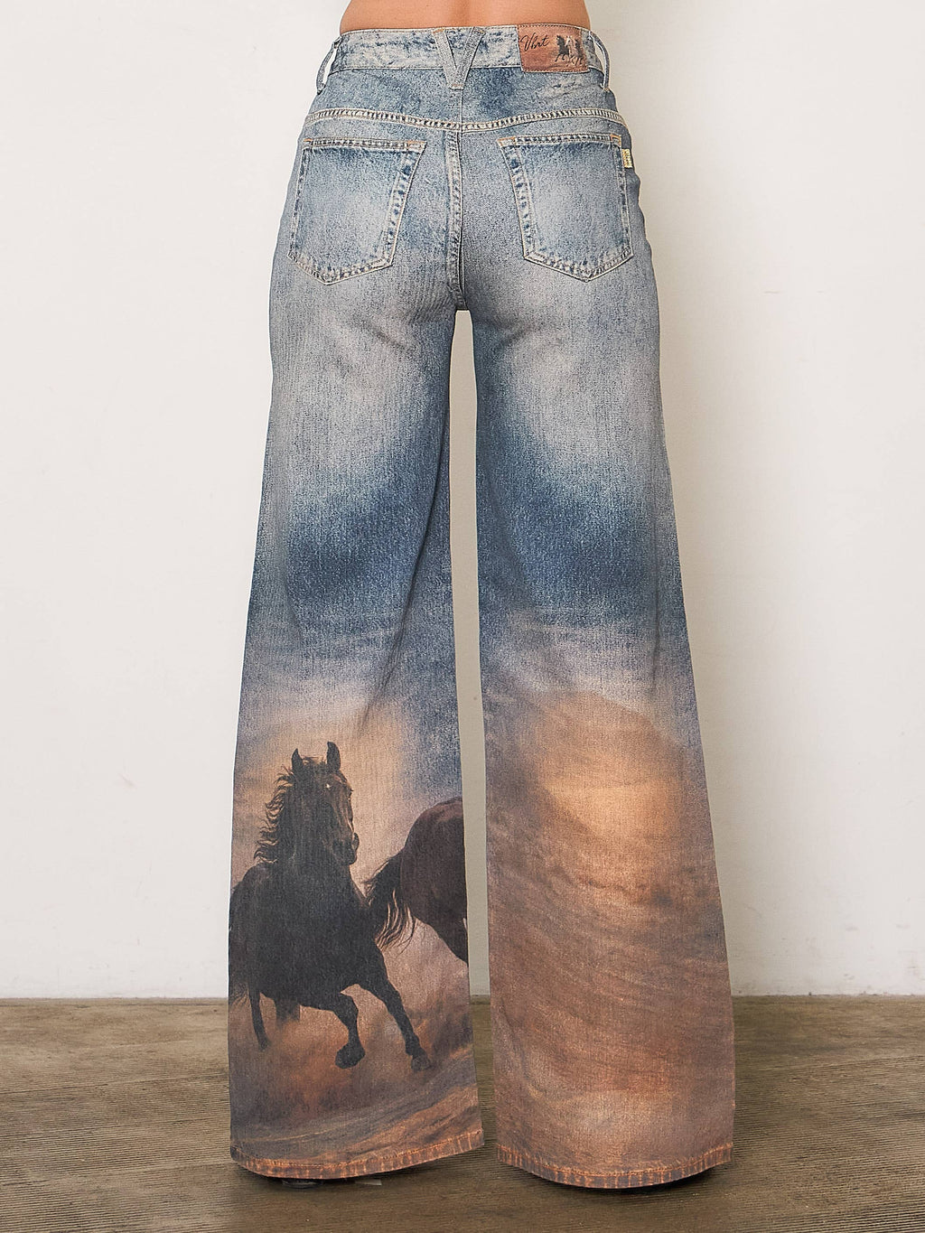 Stunning Western White Horse Print Western Jeans