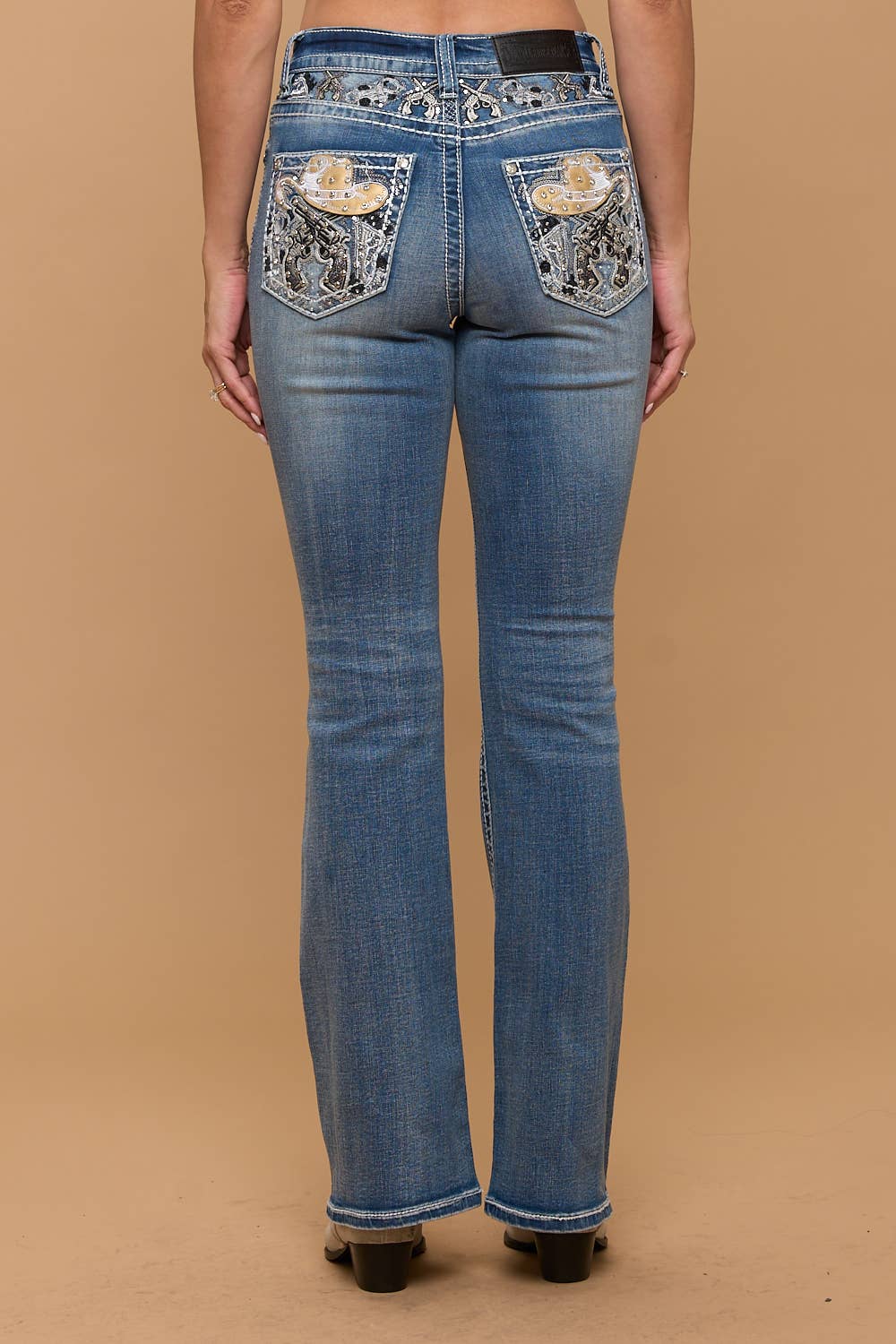 Women's Bootcut Cowboy Hat Bling Jeans
