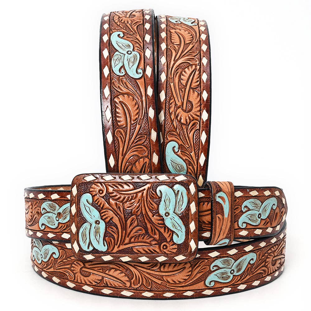 Genuine American Handtooled Leather Rodeo Belt For Men and Women