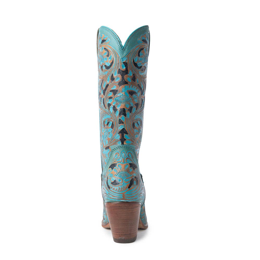 Kasiopeah Hand-tooled Boots in Turquoise