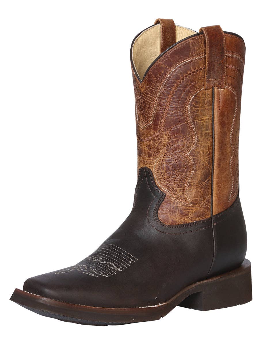 El General Men's Leather Cowboy Boot  - Crazy Dark Brown