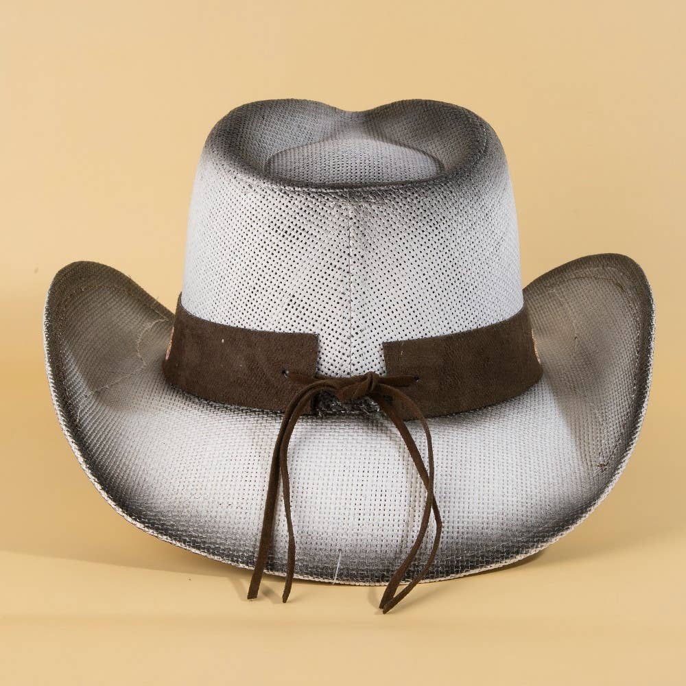 Women's Straw Flower Embroidered Cowboy Hat