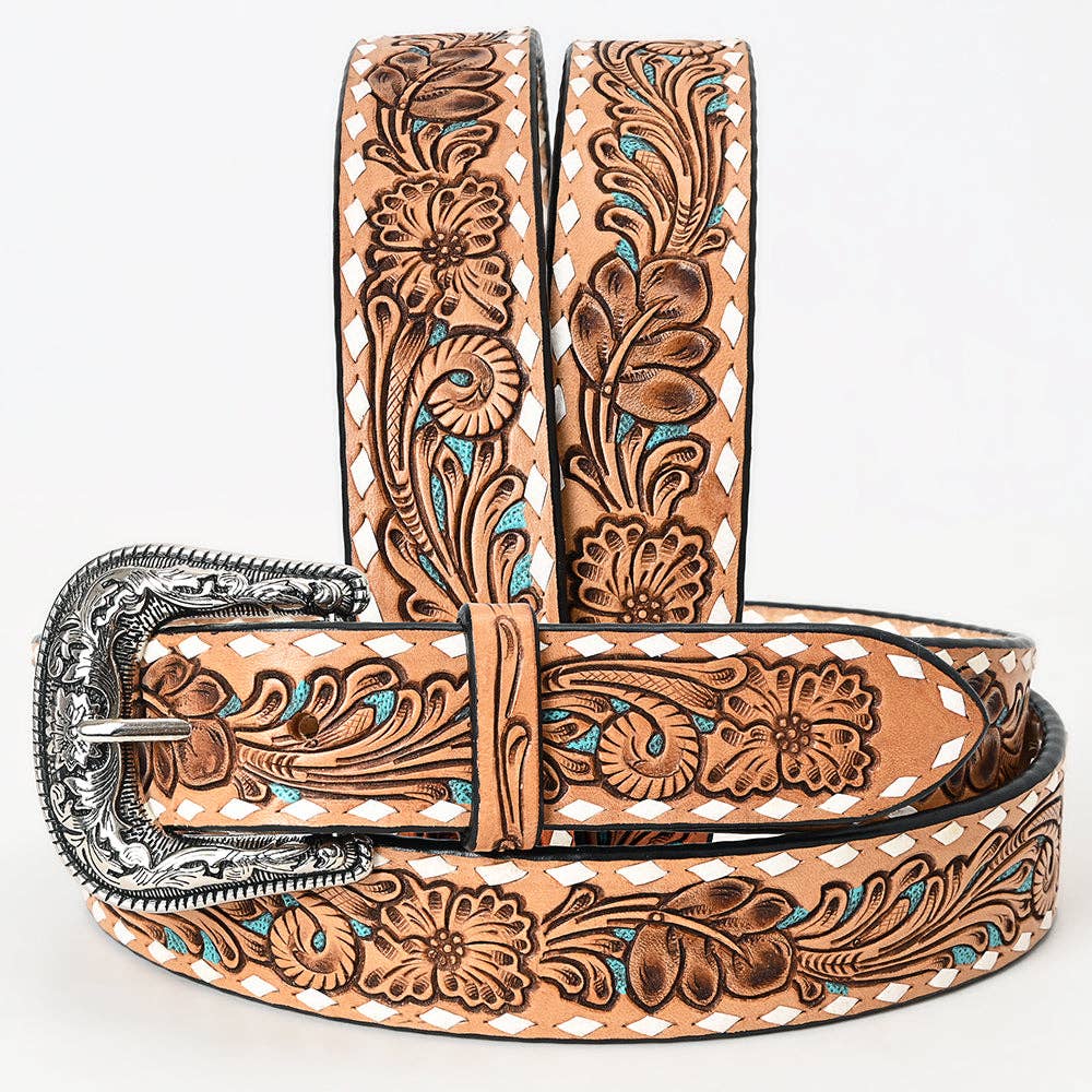 Genuine American Handtooled Leather Desert Belt Men and Women