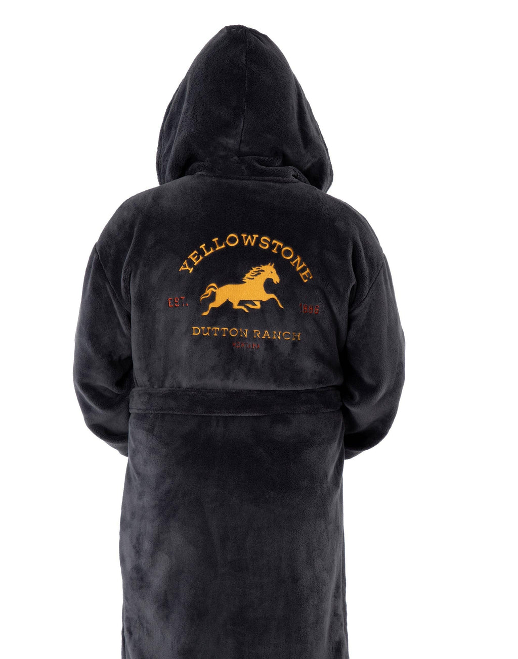 Yellowstone Western Men's Blue Dutton Ranch Hooded Bathrobe