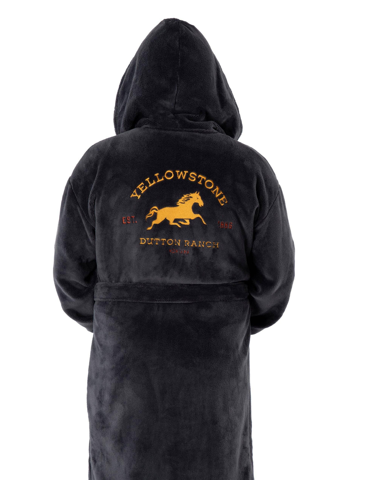 Yellowstone Western Men's Blue Dutton Ranch Hooded Bathrobe