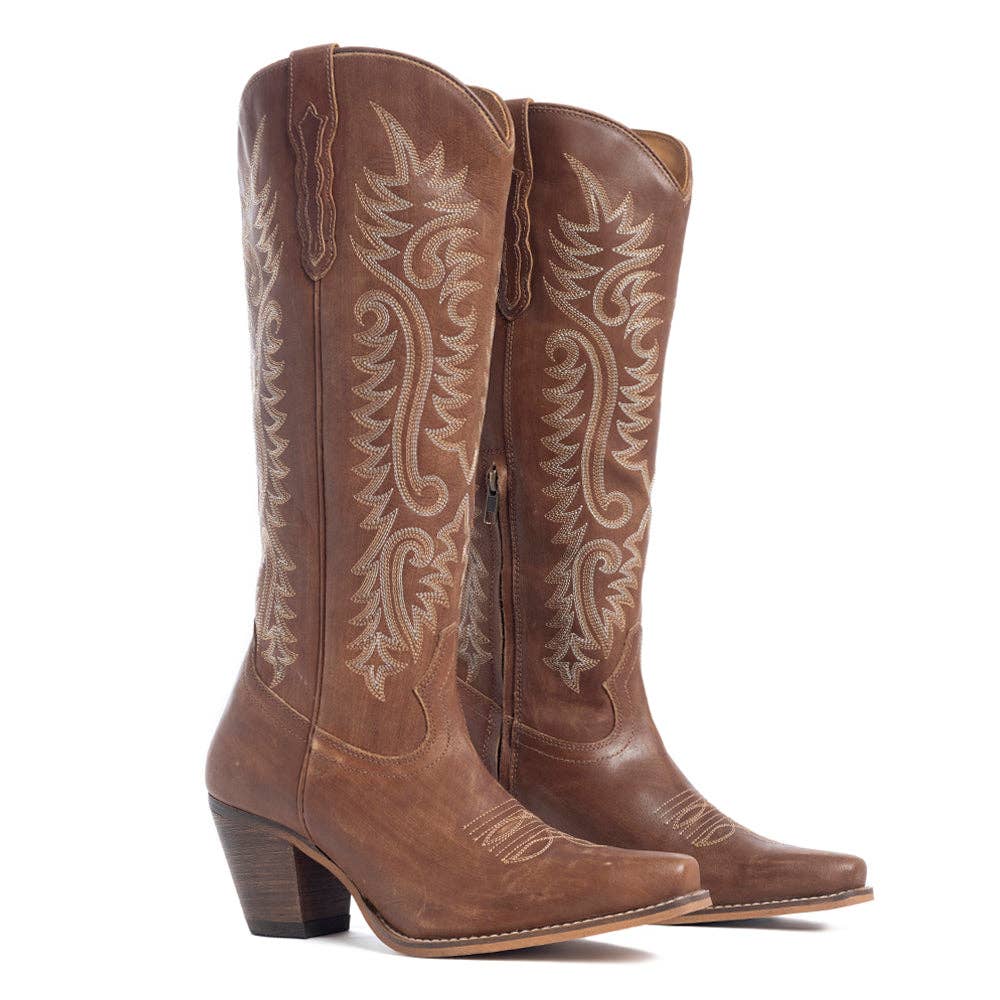 Women's Syllvia Prairie Leather Boots in Bourbon Brown