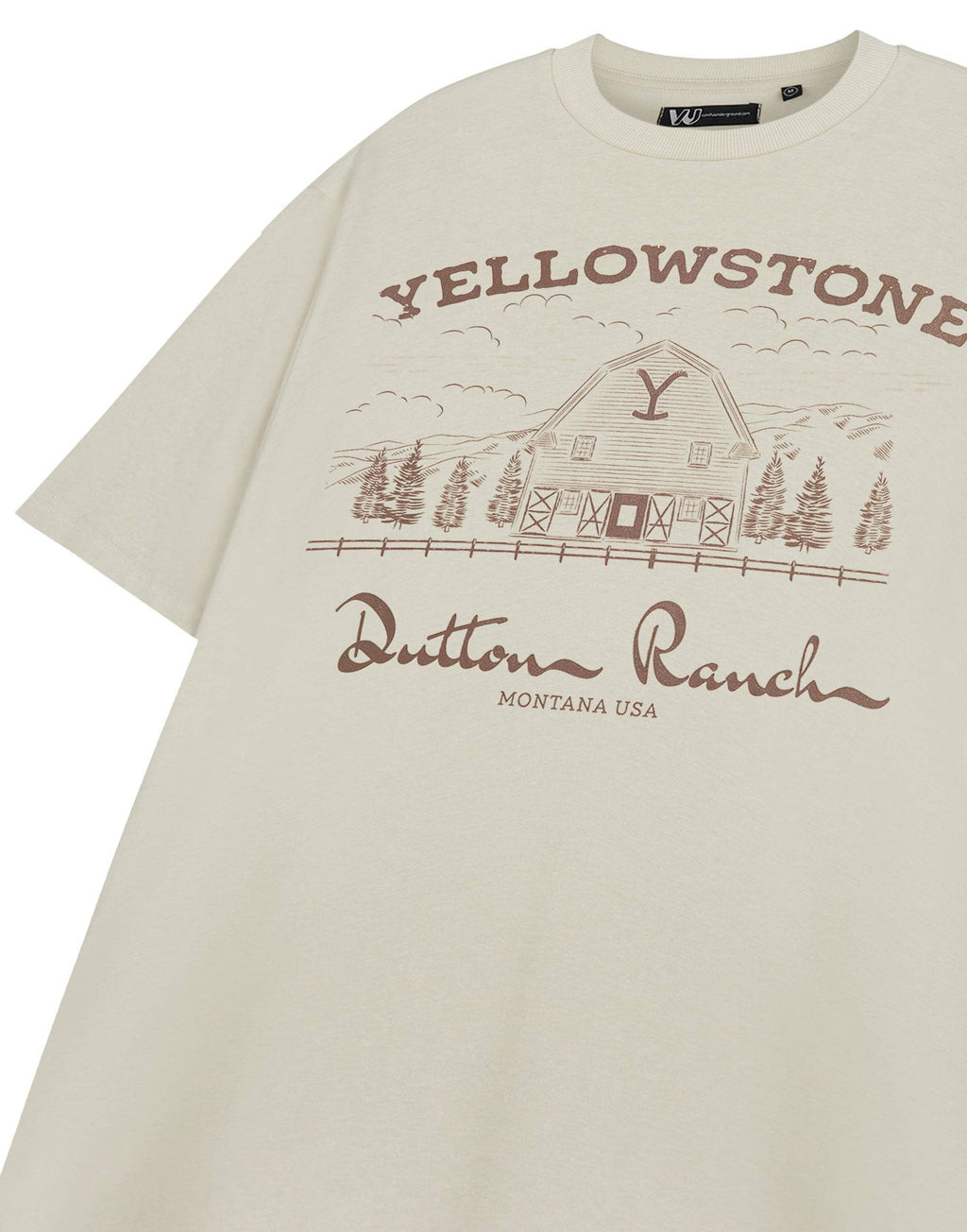 Yellowstone Men's Beige Barn Short  T-Shirt
