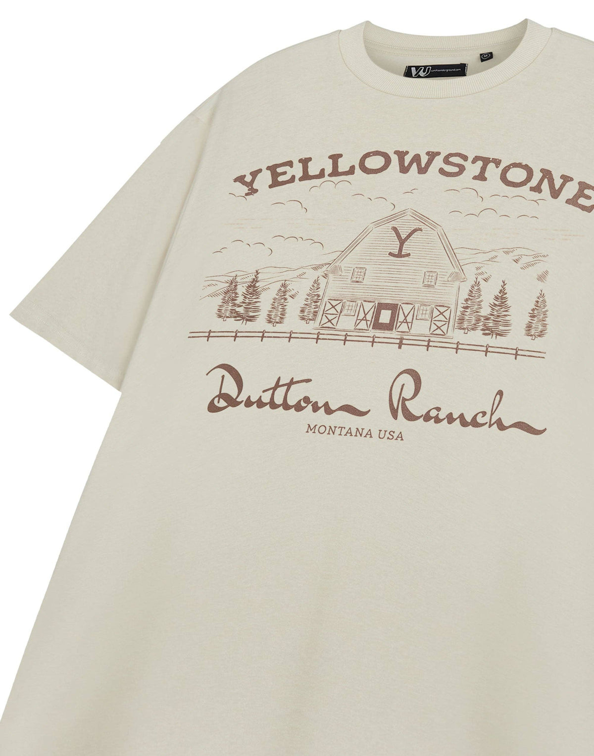 Yellowstone Men's Beige Barn Short  T-Shirt