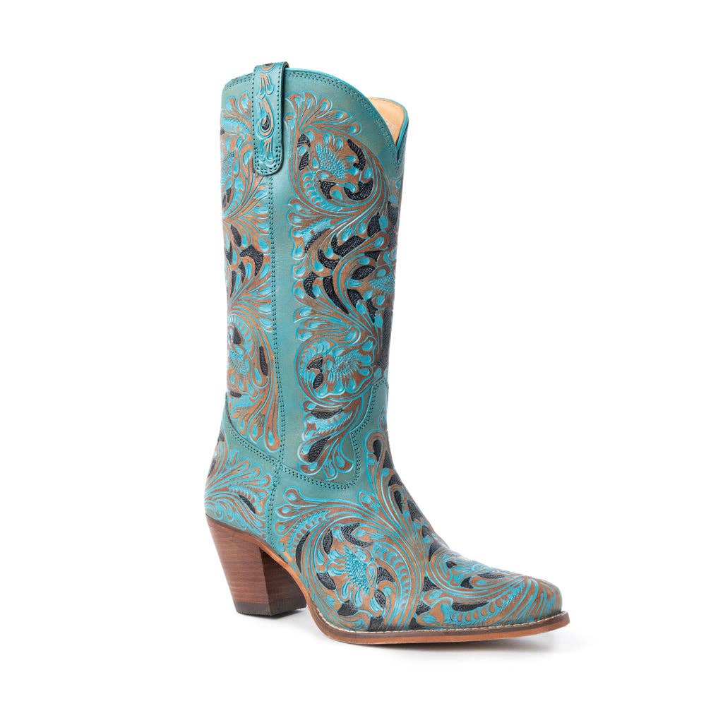 Kasiopeah Hand-tooled Boots in Turquoise