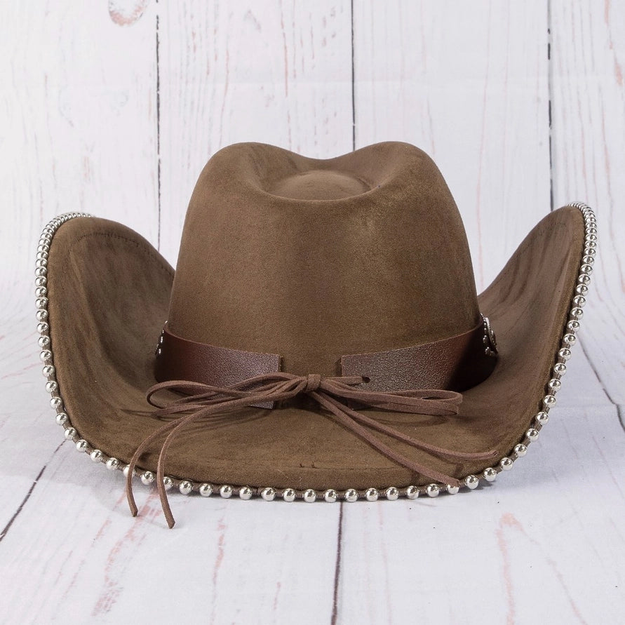 Western Longhorn Strap Studded Trim Cowboy Hat