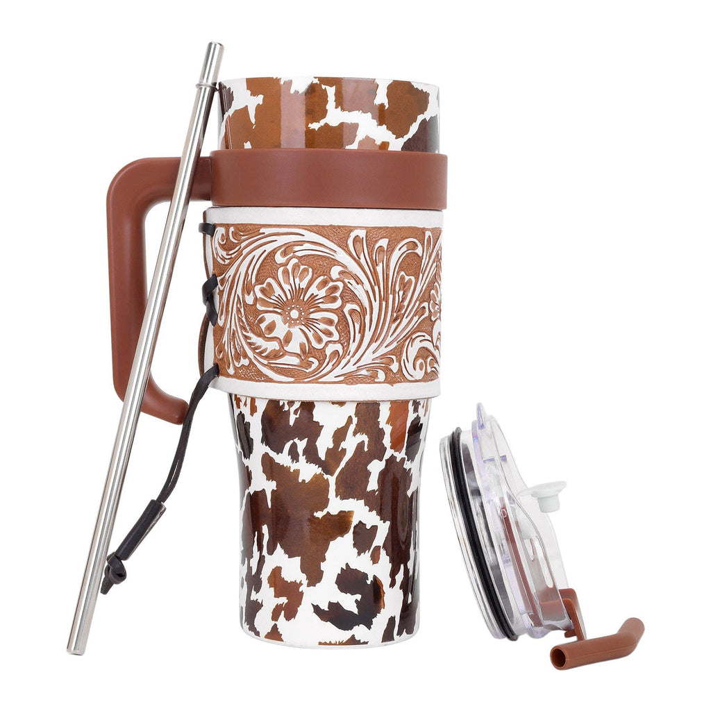 Western Wyoming Cowboy Tumbler In Brown and White
