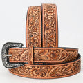 Genuine American Handtooled Leather Tan Belt For Men and Women