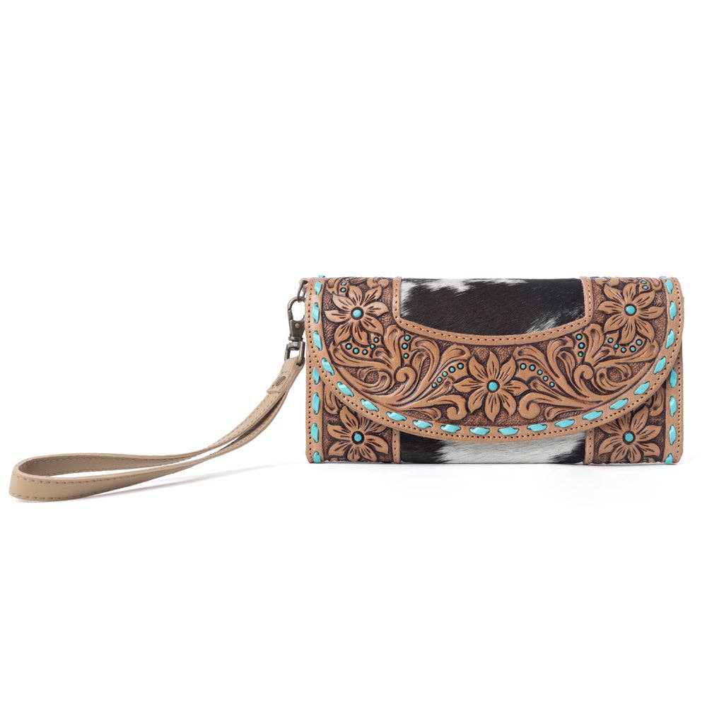 Stoneflower Cowhide Leather Women's Wallet in Onyx Pearl