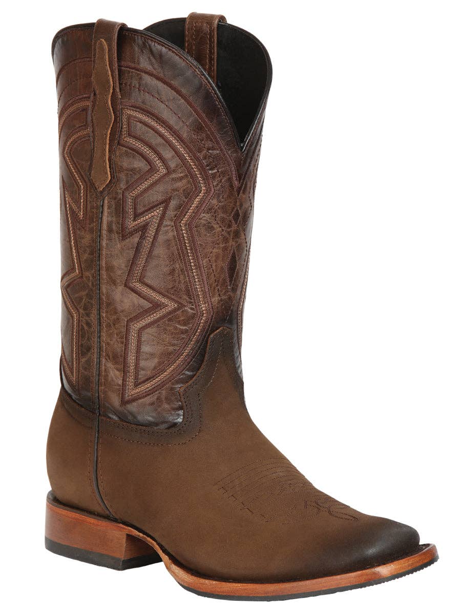 El General Men’s Leather Cowboy Boots - Nubuck Camel