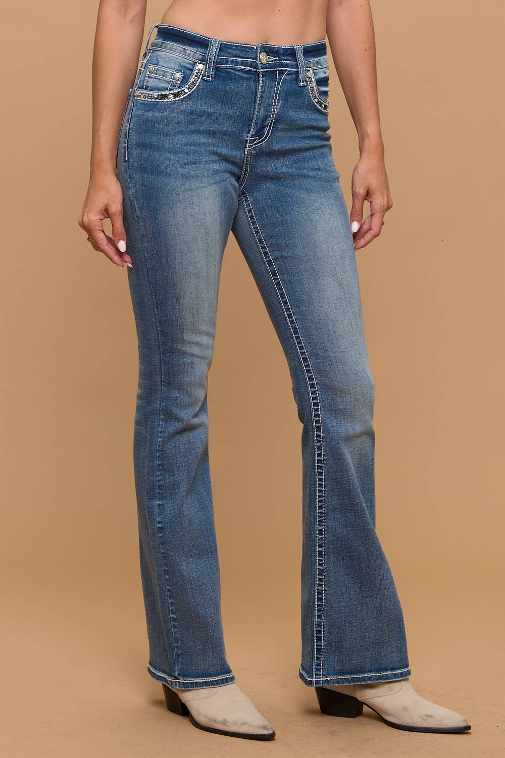 Women's Bootcut Cowboy Hat Bling Jeans