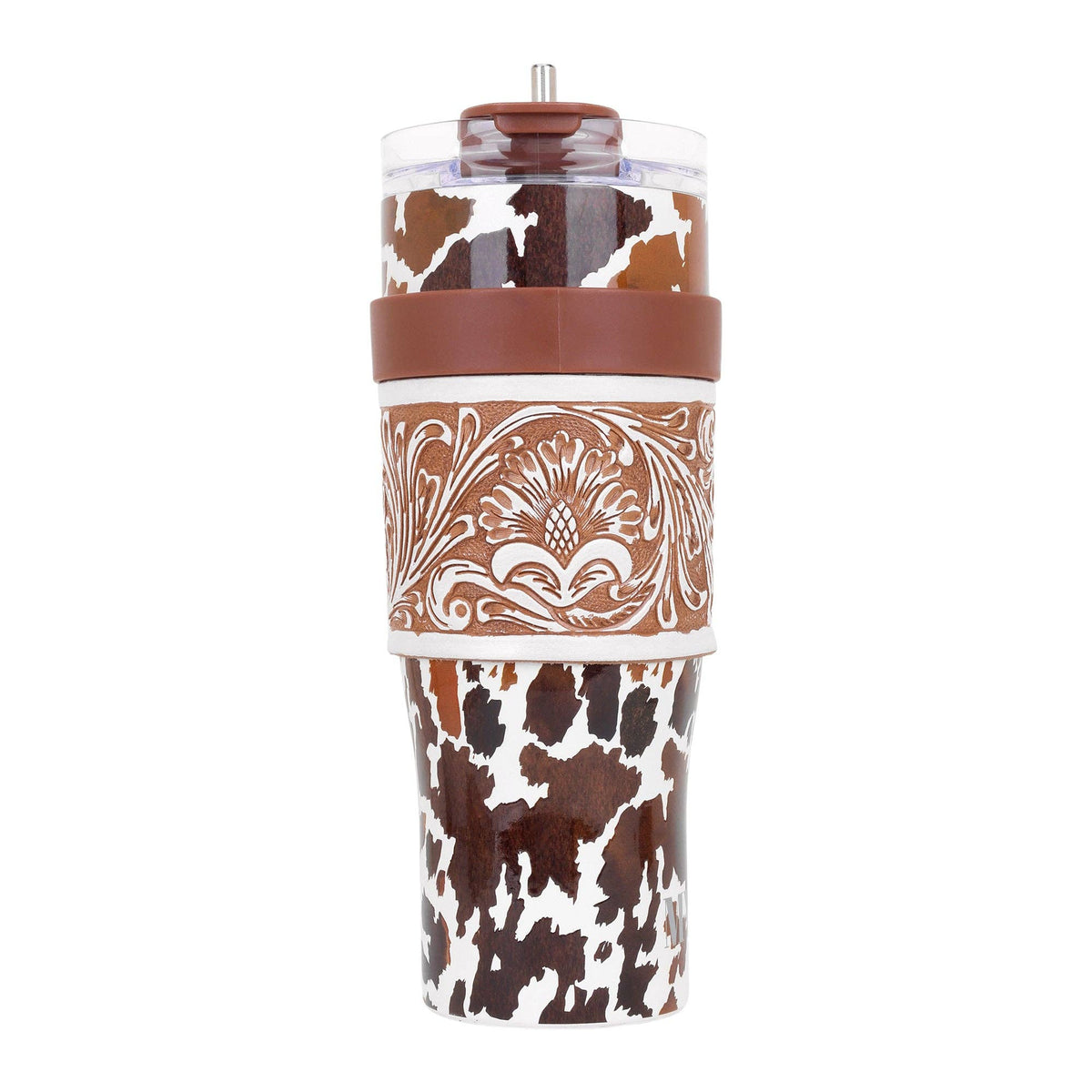 Western Wyoming Cowboy Tumbler In Brown and White