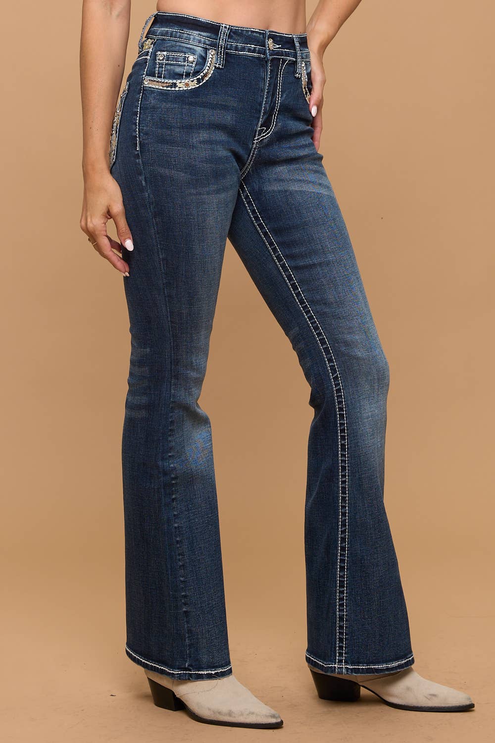 Women's Bootcut Horseshoe/Cactus Bling Jeans