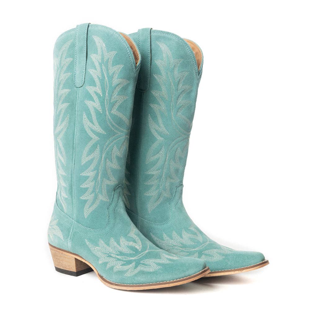Women's Midnight Trail Embroidered Leather Boots in Shadow Green