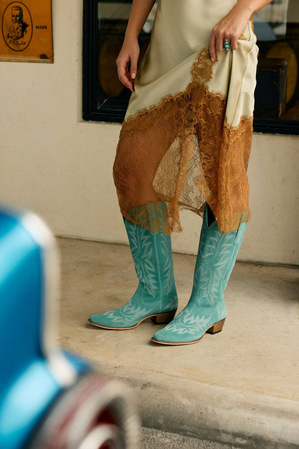 Women's Midnight Trail Embroidered Leather Boots in Shadow Green