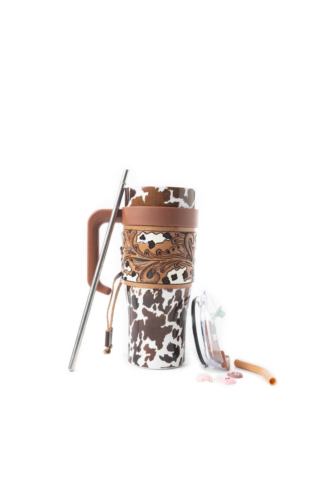 Western Wyoming Cowboy Tumbler In Brown and White