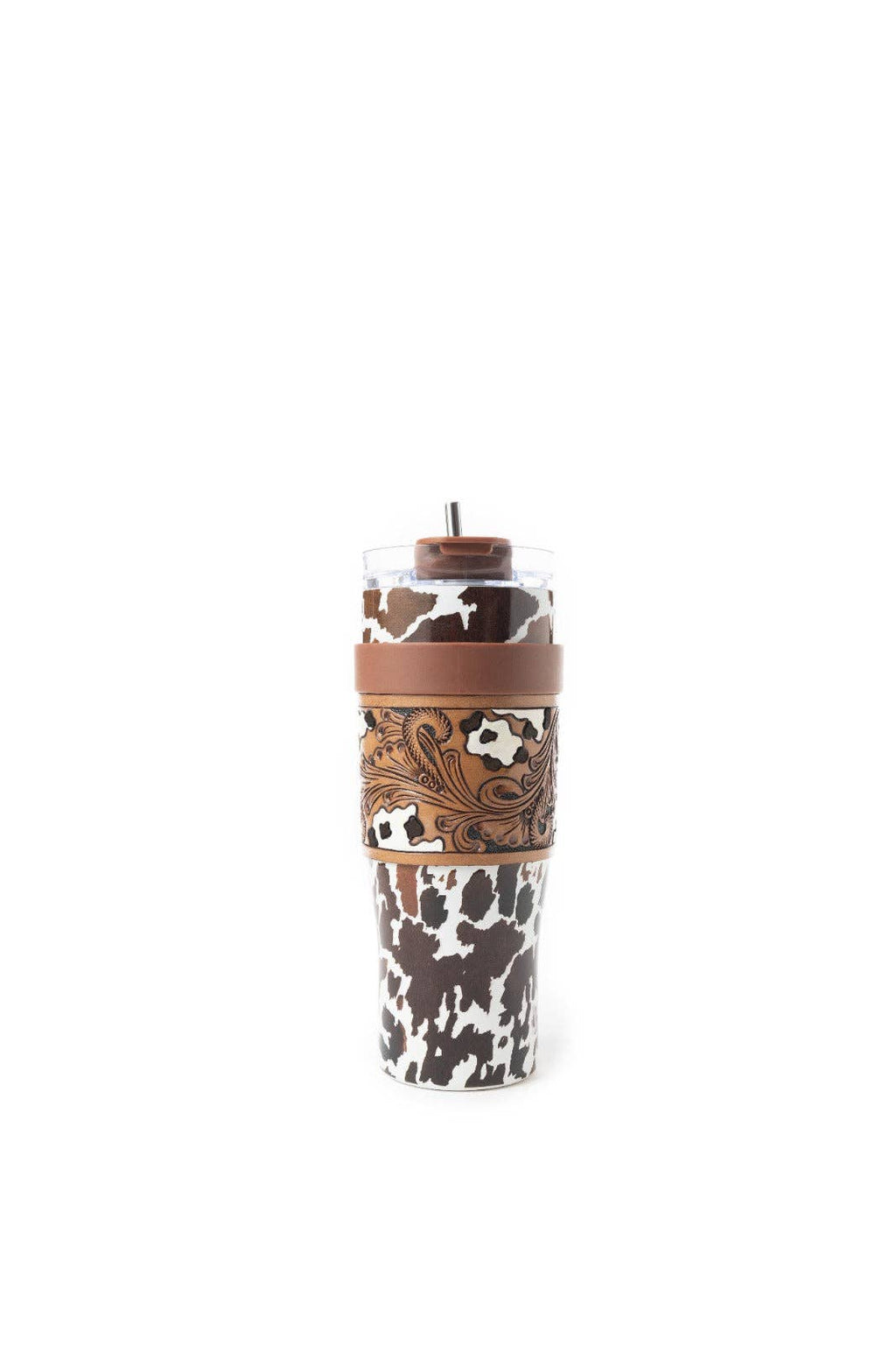 Western Wyoming Cowboy Tumbler In Brown and White