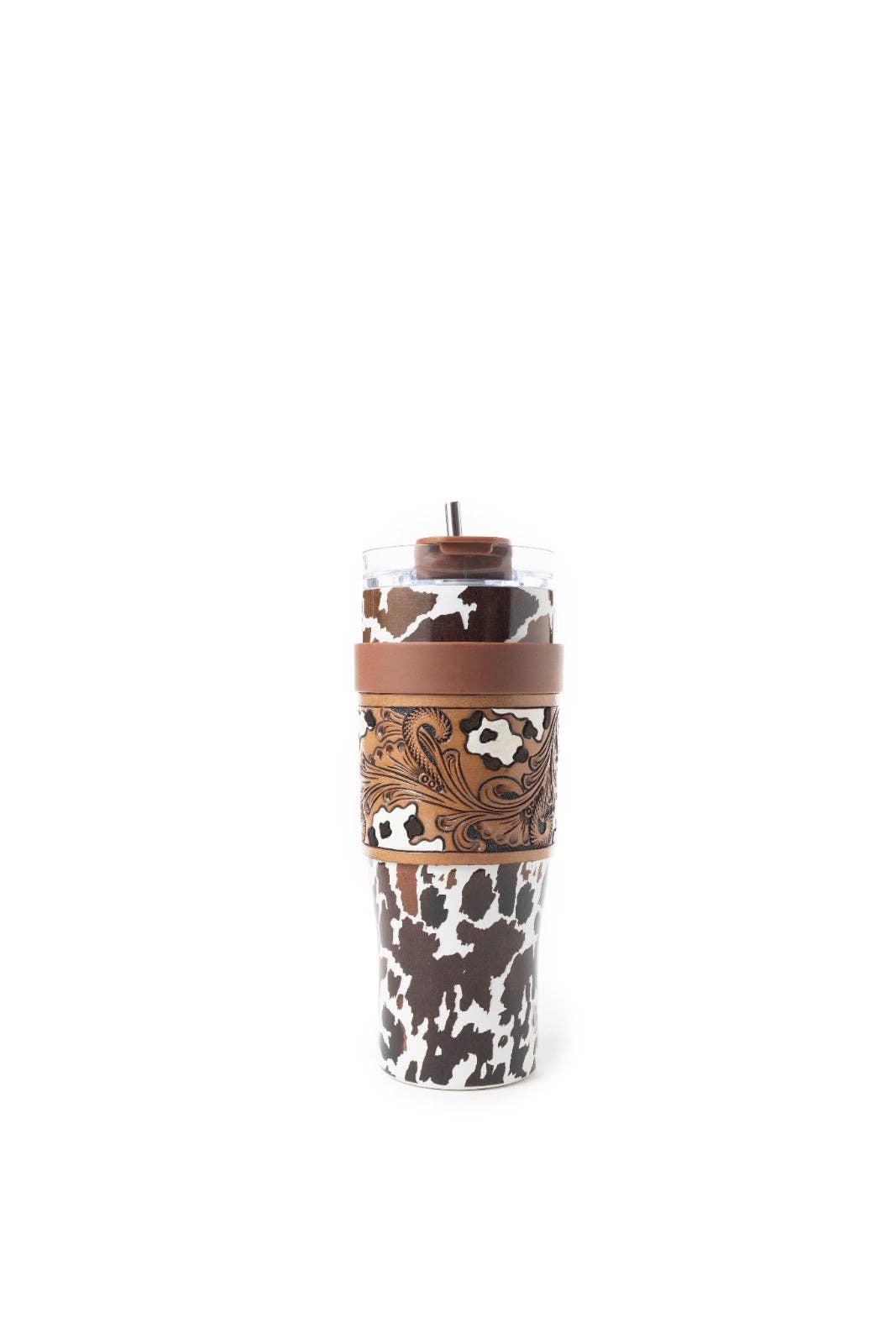 Western Wyoming Cowboy Tumbler In Brown and White