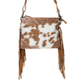 Bourbon Trail Handtooled Fringed Brown Cowhide Handbag