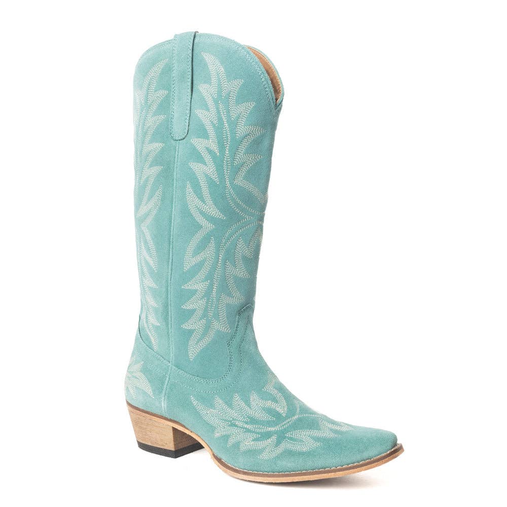 Women's Midnight Trail Embroidered Leather Boots in Shadow Green