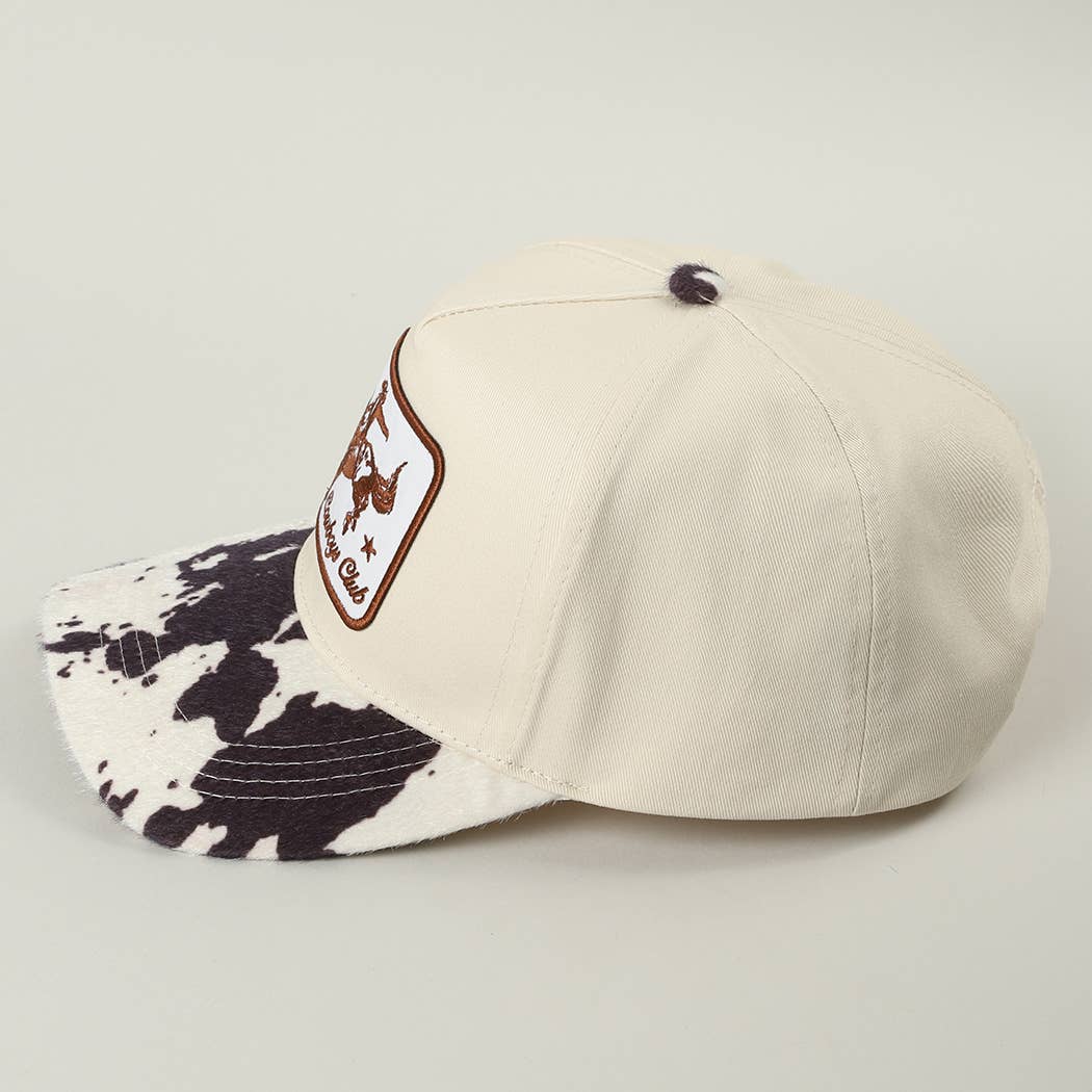 Cowboy Club Embroidered Patch Animal Print Trucker Hat