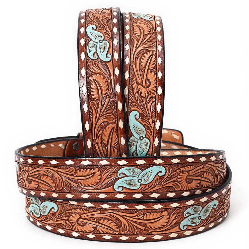 Genuine American Handtooled Leather Rodeo Belt For Men and Women