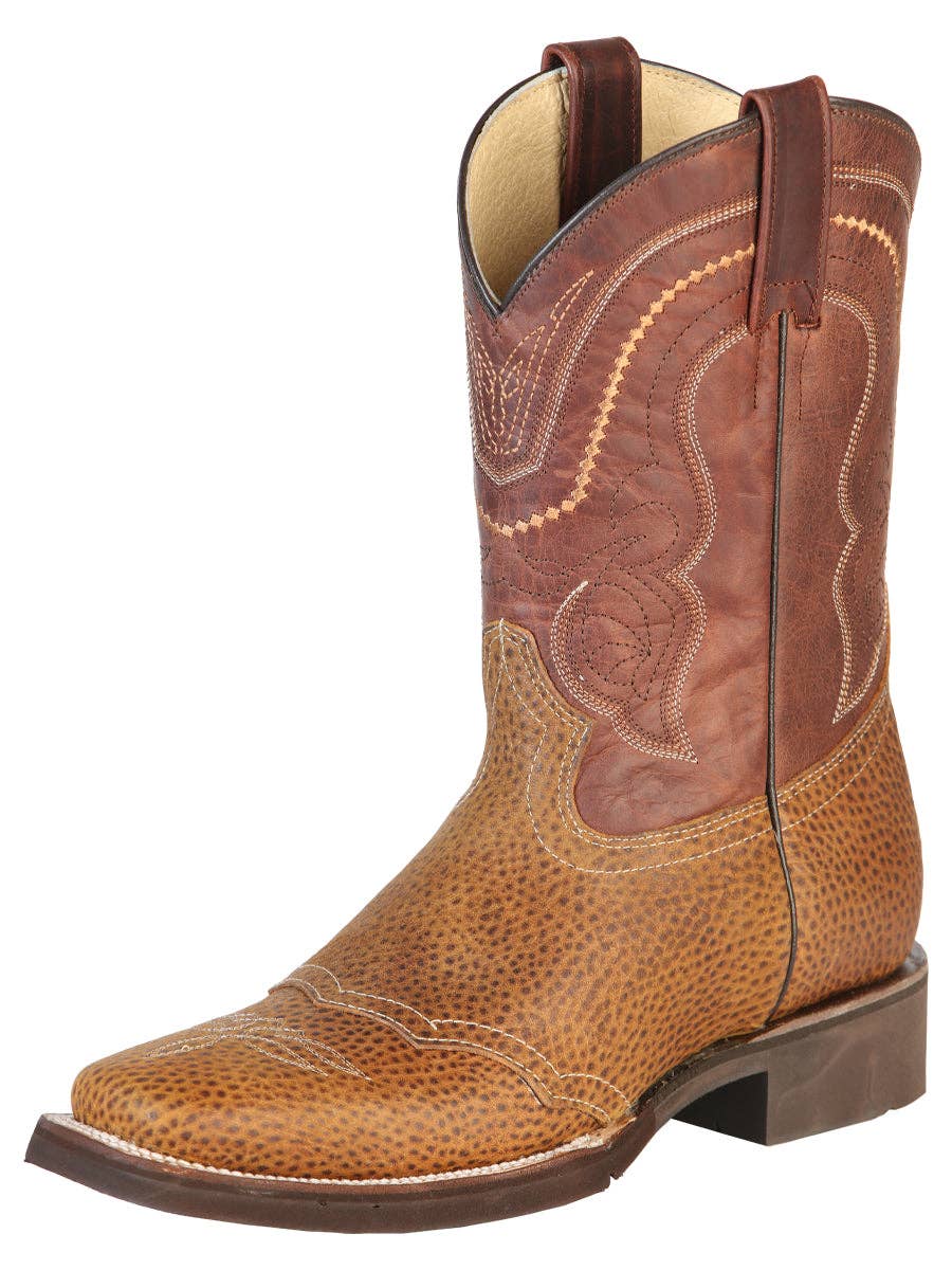 El General Men's Leather Cowboy Boot - Crazy Honey
