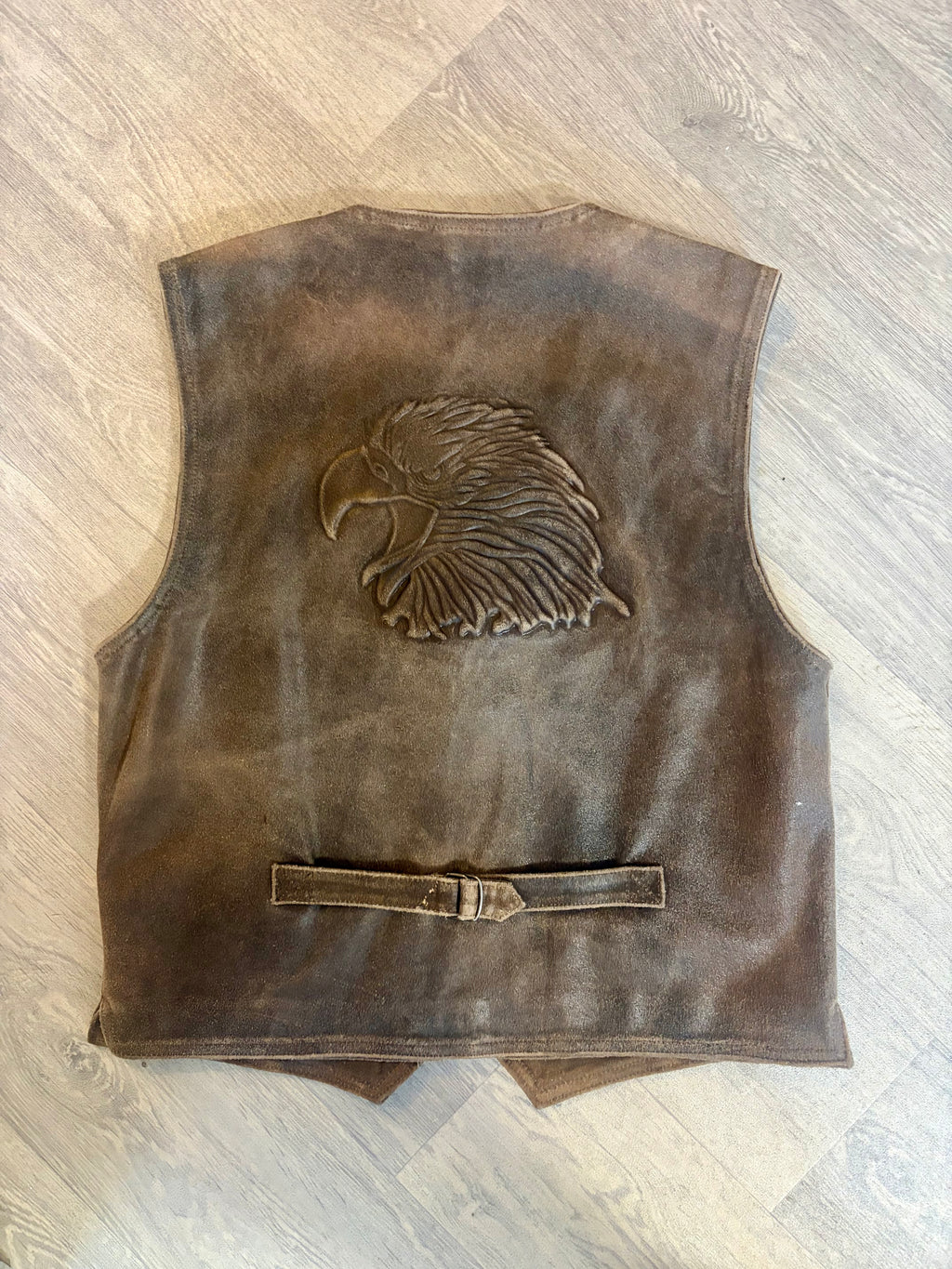 Vintage Western Leather Eagle Waistcoat