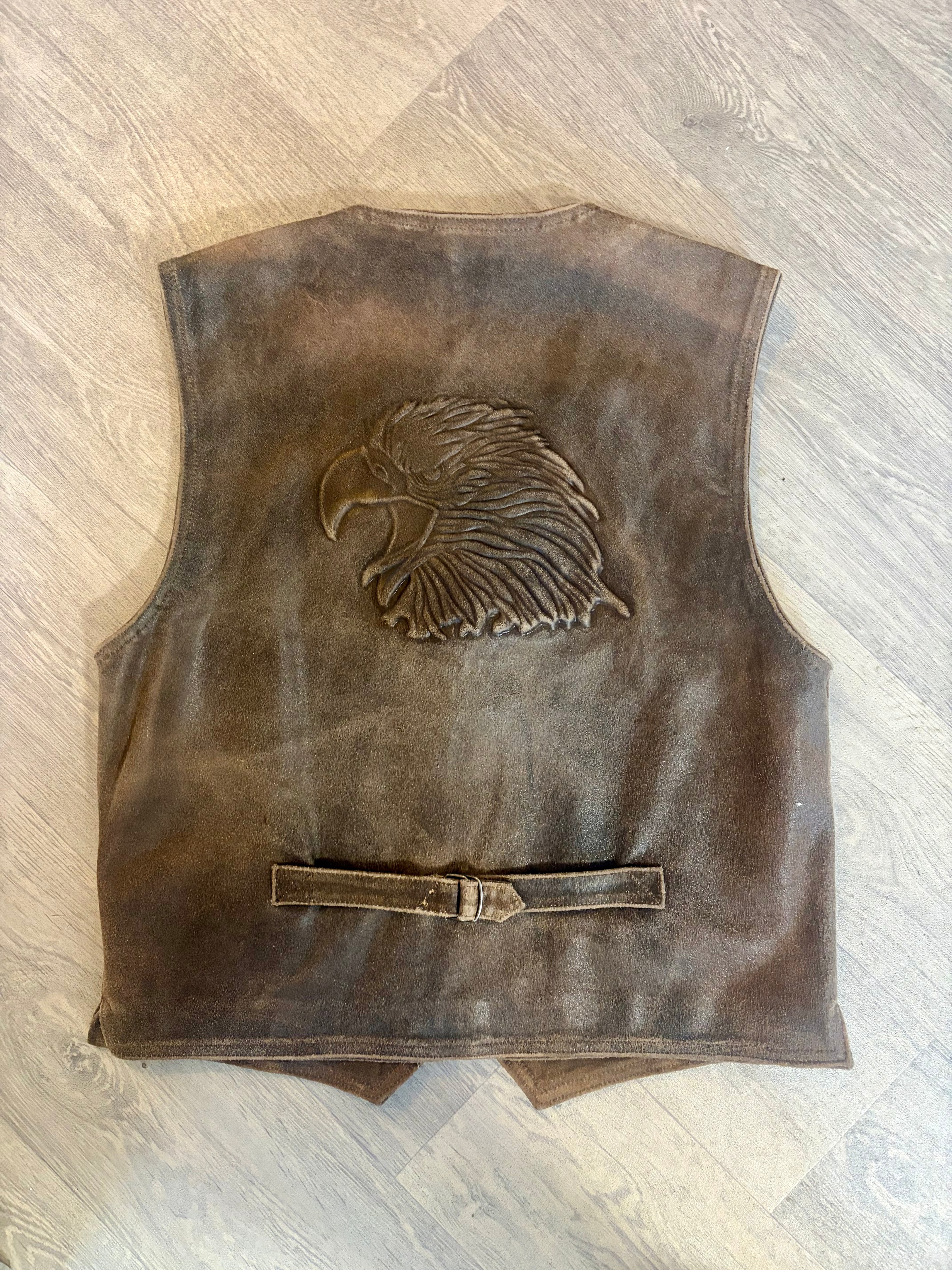 Vintage Western Leather Eagle Waistcoat