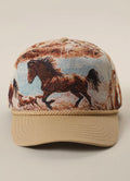 Vintage Western Vintage Cowboy Tapestry Rope Trucker Hat