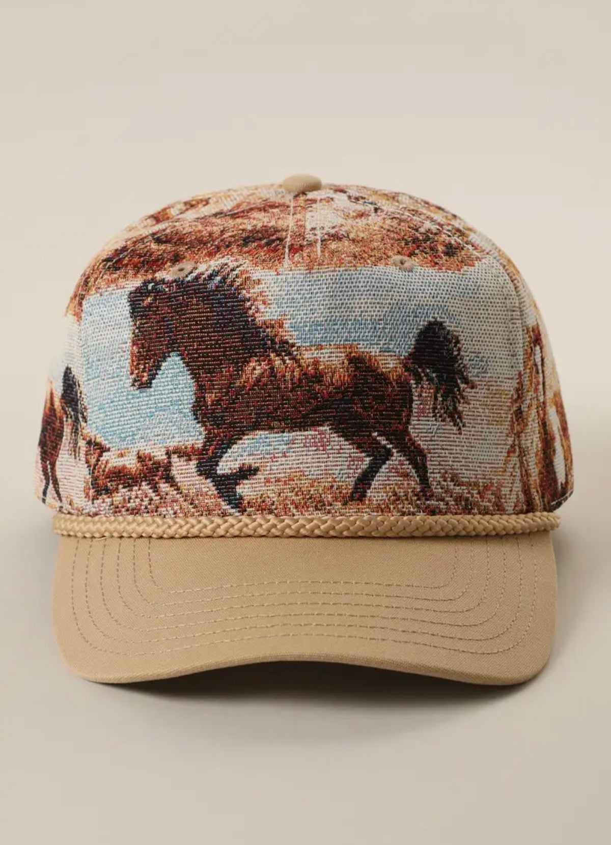 Vintage Western Vintage Cowboy Tapestry Rope Trucker Hat