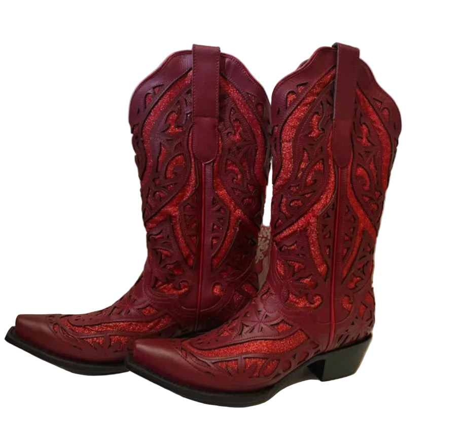Women’s JB Dillon Red Glitter Boots BNWT UK 6.5 RRP $329.99